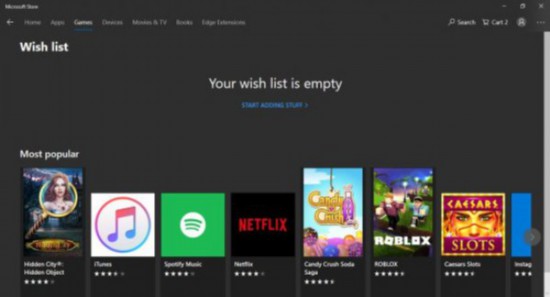 微软Win10商店测试版更新 加入愿望单功能